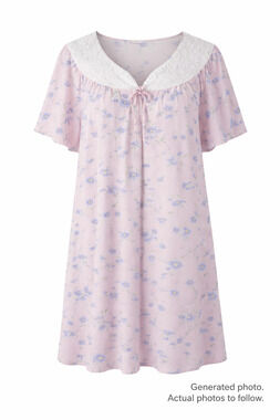 Simply Basic Floral Prairie Cottagecore House Dress Eyelet Collar Cotton Large